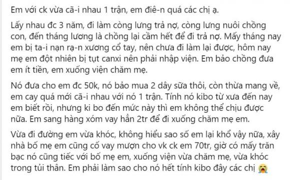 chồng ki bo, chồng keo kiệt, chuyện vợ chồng