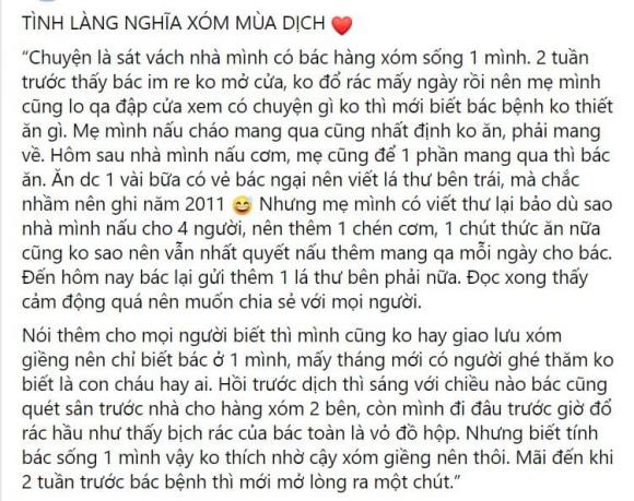 tình làng nghĩa xóm, hàng xóm, dịch Covid-19