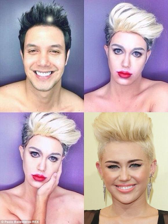 Miley Cyrus,Madonna,Megan Fox, Demi Moore, Katty Perry, chàng trai người Philippines có tài make up, Paolo Ballesteros