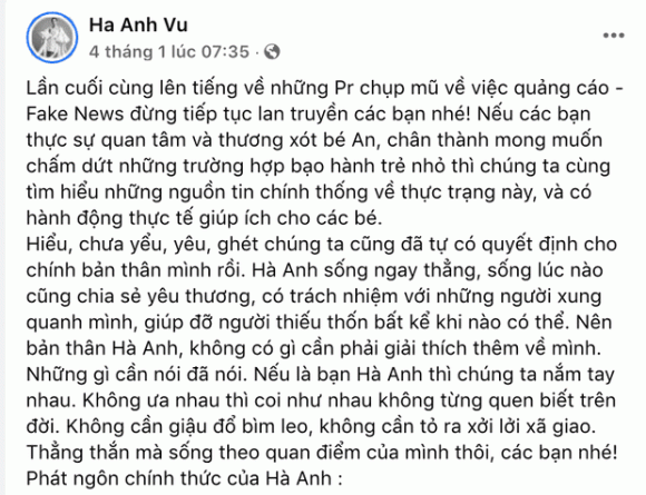 Hà Anh bị một facebooker tố sử dụng hình ảnh cá nhân trái phép, còn block đối phương khi bị bắt xóa bài?